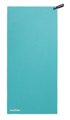 Naturehike lake-green 40 × 80 cm towel with scalloped edges and a black hanging tab.