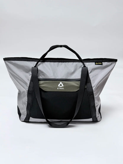 ETROL lightweight large-capacity outdoor tote bag front view in gray black and olive