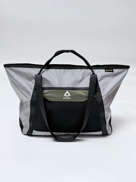 ETROL lightweight large-capacity outdoor tote bag front view in gray black and olive