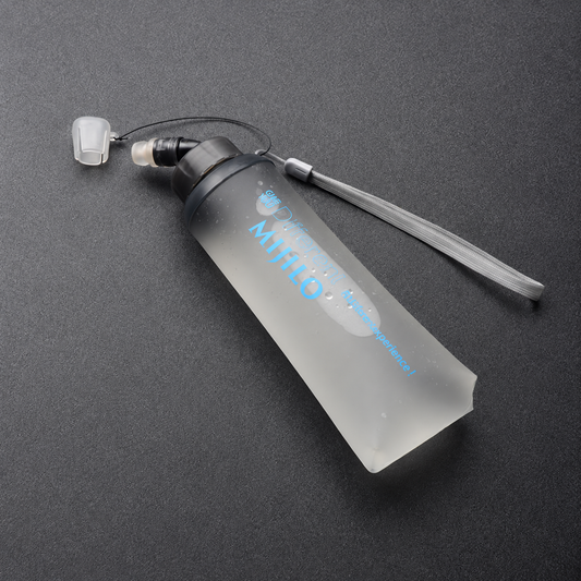 MIJILO transparent blue 420 ml collapsible running soft flask with dust cap