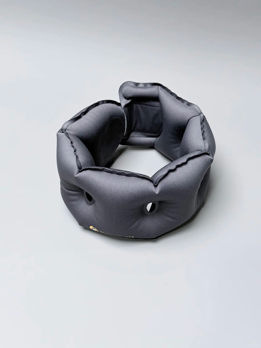 NOWYSM press-pump inflatable travel neck pillow in Rock Grey