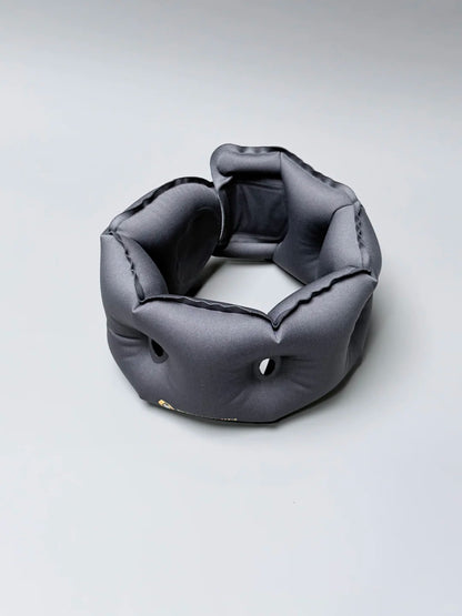 NOWYSM press-pump inflatable travel neck pillow in Rock Grey