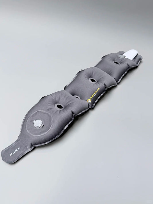 NOWYSM inflatable neck pillow laid flat with built-in press pump and air valve